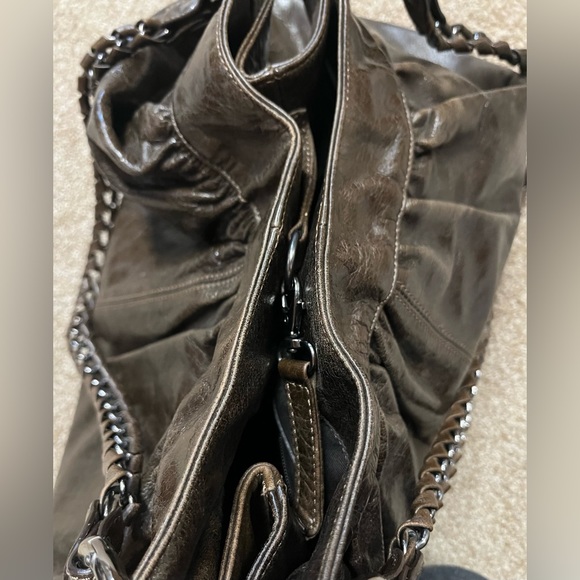 Abro-Large Hobo Shoulder bag Chocolate Brown Distressed leather w/ gunmetal-EUC - Picture 11 of 13